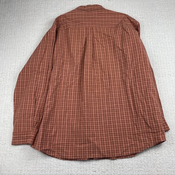 Timberland Men's 2XL Button Down Long Sleeve Orange Gingham Plaid Shirt Vintage - Picture 15 of 16